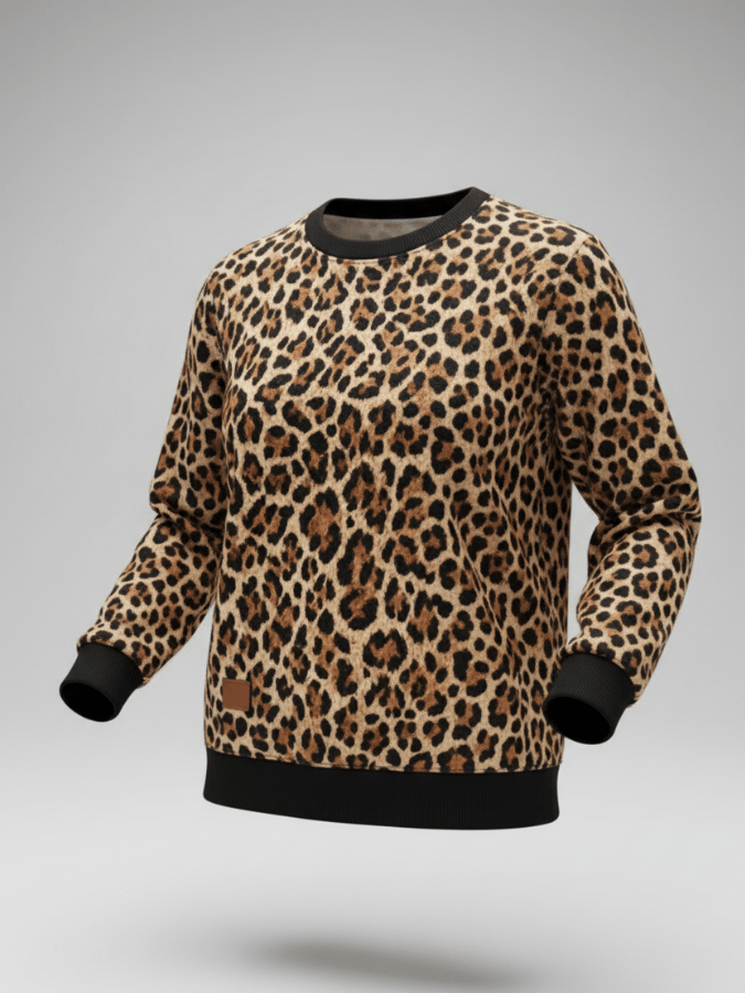 Women'S Casual Pullover Leopard Print Sweatshirt