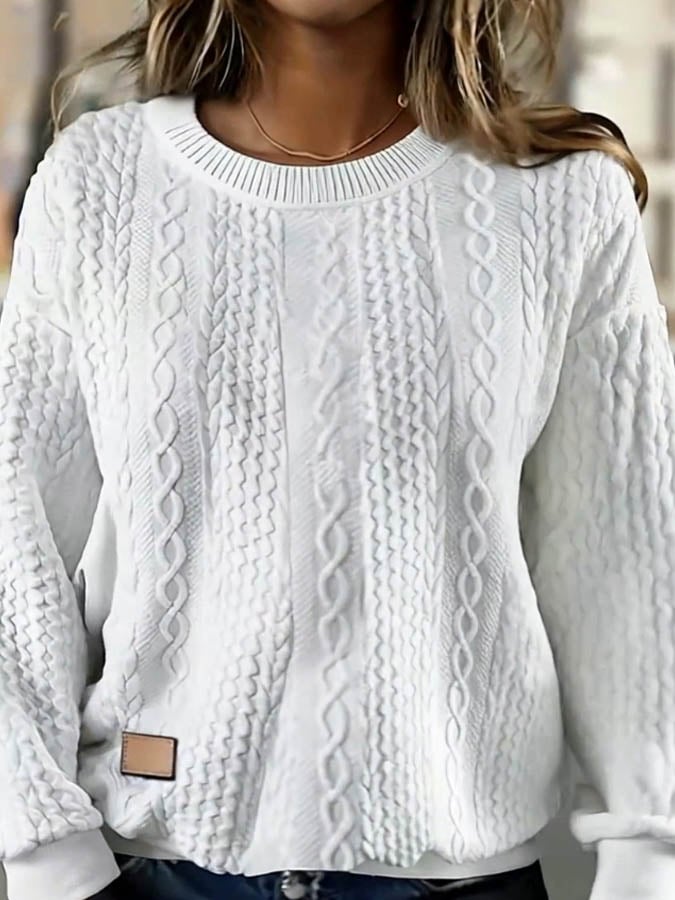 Women's casual round neck solid color sweatshirt