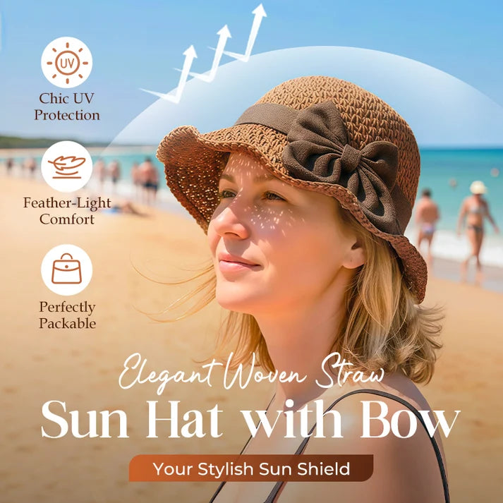 🔥Elegant Woven Straw Sun Hat with Bow