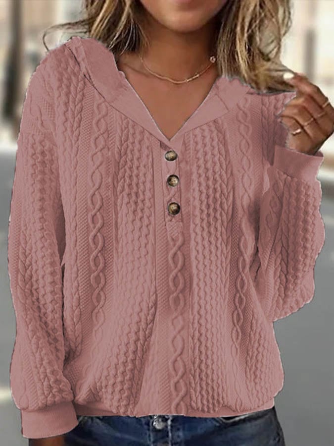 Women's Casual Hooded Solid Color Sweatshirt