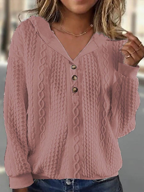 Women's Casual Hooded Solid Color Sweatshirt