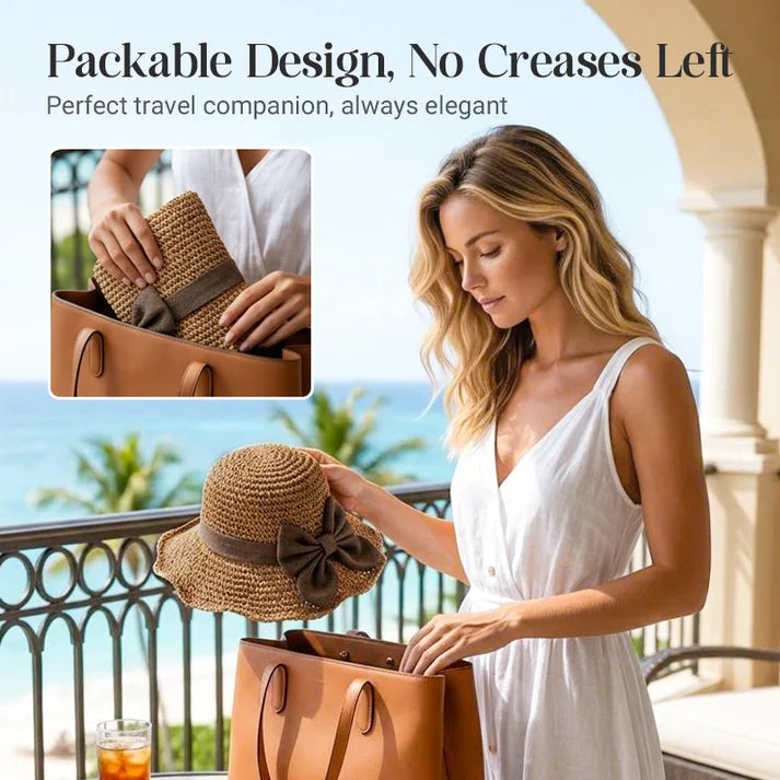 🔥Elegant Woven Straw Sun Hat with Bow