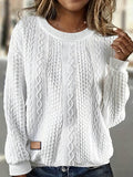 Women's casual round neck solid color sweatshirt