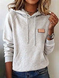 Women'S Casual Loose Solid Color Hooded Sweatshirt