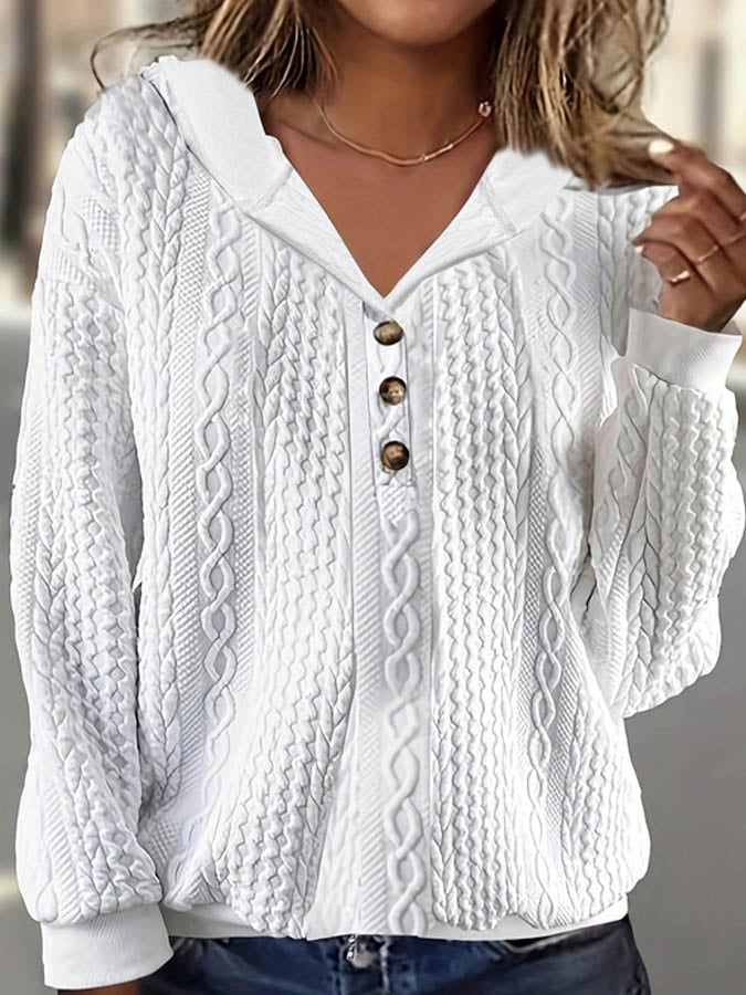 Women's Casual Hooded Solid Color Sweatshirt