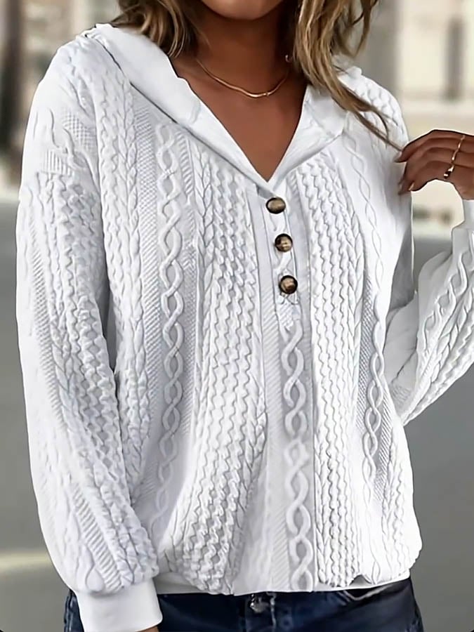 Women's Casual Hooded Solid Color Sweatshirt