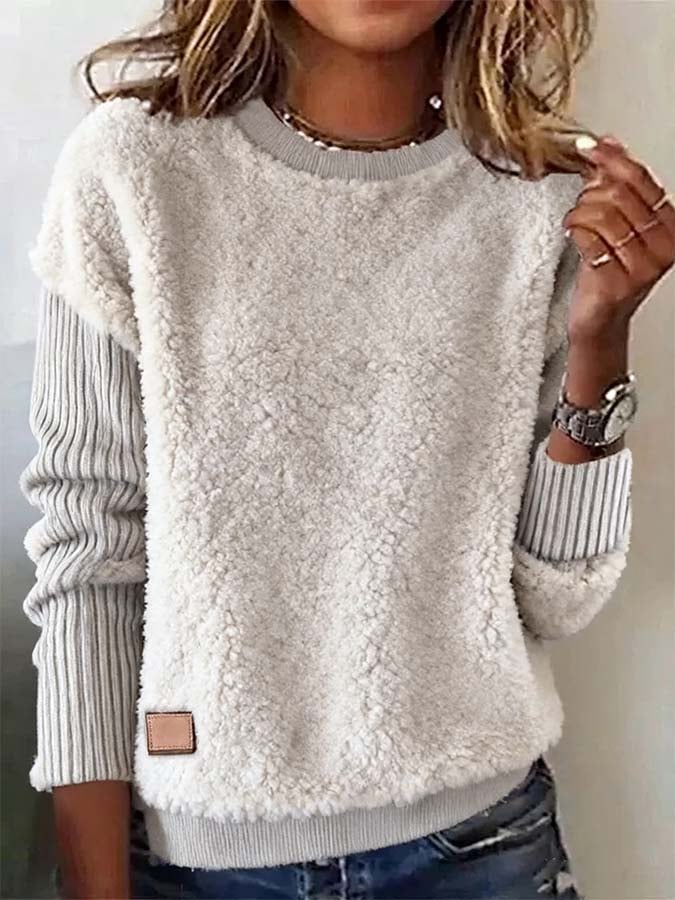 Women'S Casual Loose Fur Collar Sweatshirt