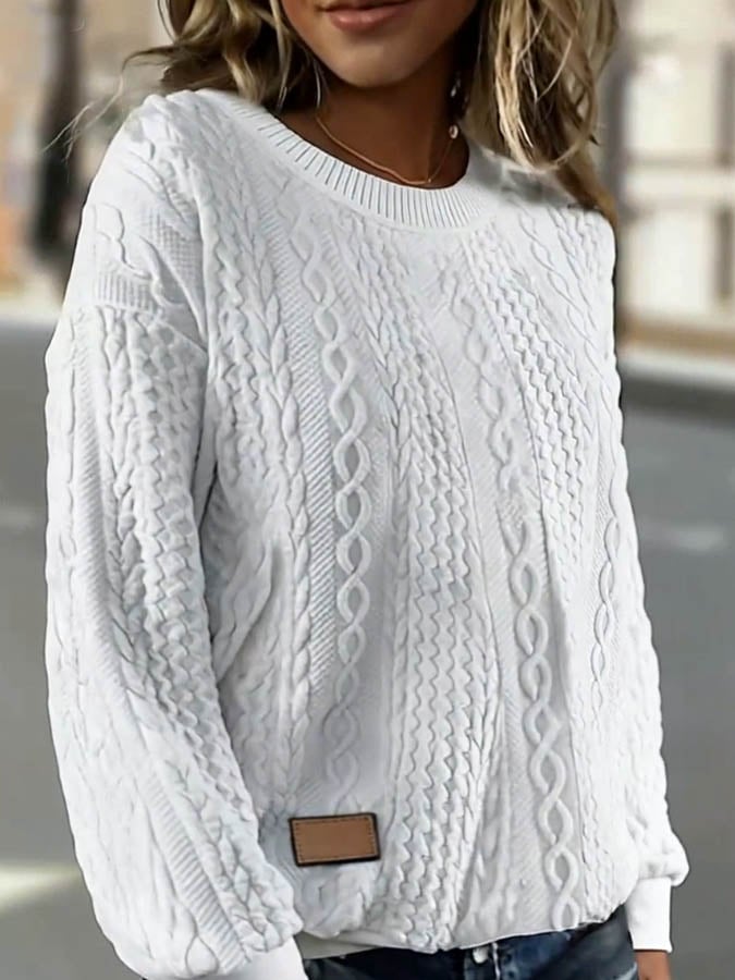 Women's casual round neck solid color sweatshirt