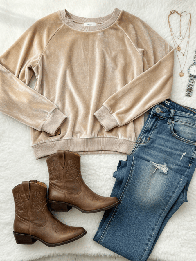 Women'S Casual Loose Velvet Sweatshirt