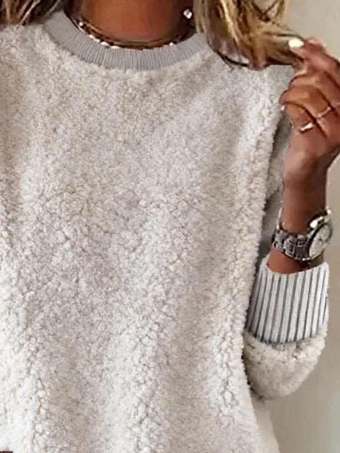 Women'S Casual Loose Fur Collar Sweatshirt